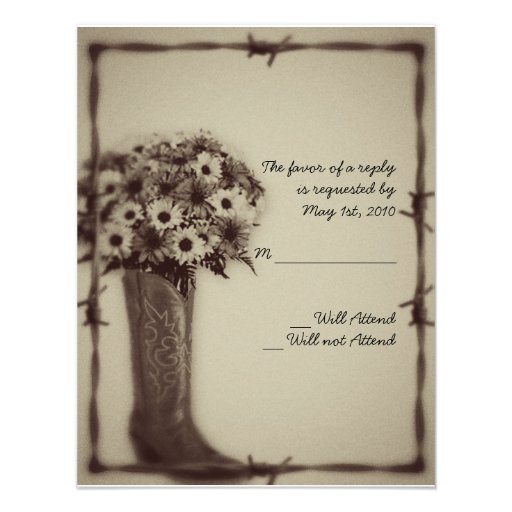 Old West Boot and Bouquet Vintage Response Card Invitations