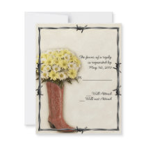 Old West Boot Bouquet 1 Response Card Personalized Announcements