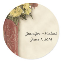 Old West Boot Bouquet 3 Envelope Seal Sticker