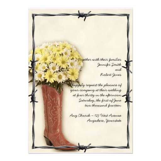 Old West Boot Bouquet Soft and Faded 1 Invitation