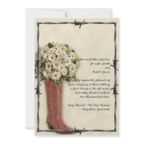 Old West Boot Bouquet Soft and Faded 2 Invitation
