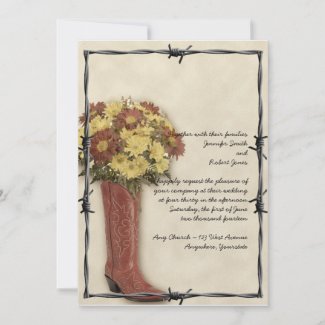 Old West Boot Bouquet Soft and Faded 3 Invitation invitation
