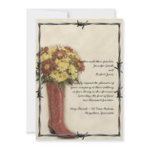 Old West Boot Bouquet Soft and Faded 3 Invitation