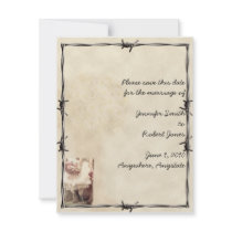Old West Boots and Bouquets  Save the Date card Personalized Invitations