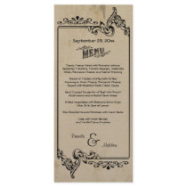 Old West Inspired Customizable Wedding Menu Card Rack Card Template