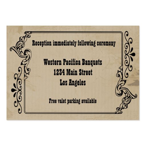 Old West Inspired Reception Card Business Card Templates (front side)