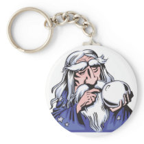 old white wizard merlin keychains