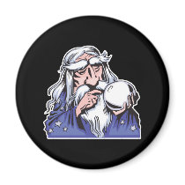 old white wizard merlin fridge magnet