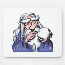 old white wizard merlin mouse mat