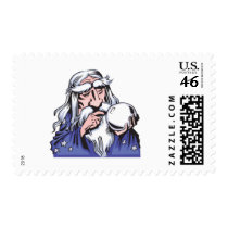 old white wizard merlin postage