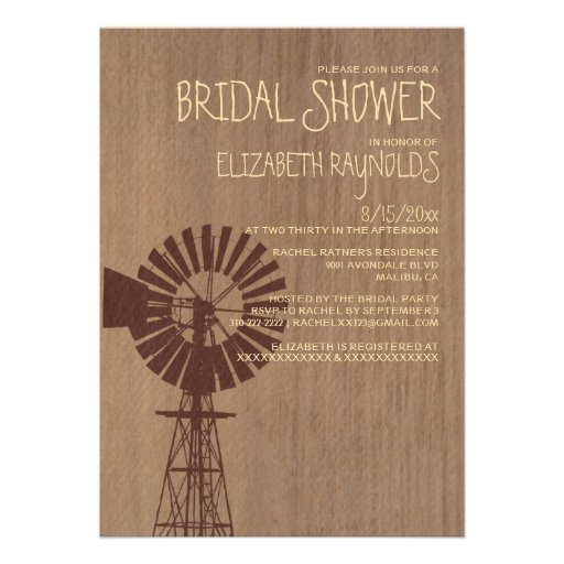 Old Windmill Bridal Shower Invitations