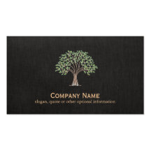 Old WiseTree Faux Black Linen Business Card