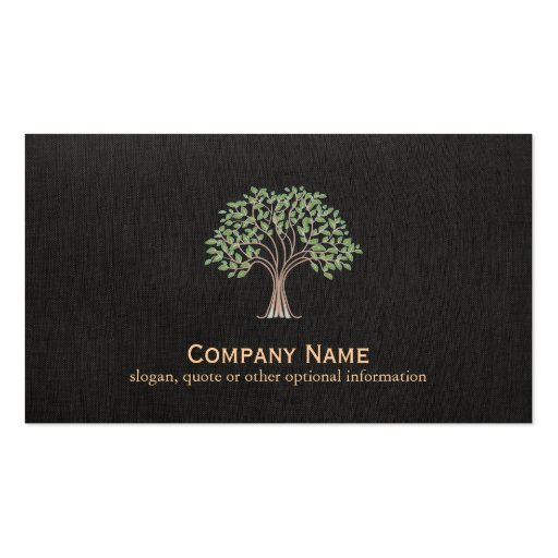 Old WiseTree Faux Black Linen Business Card (front side)