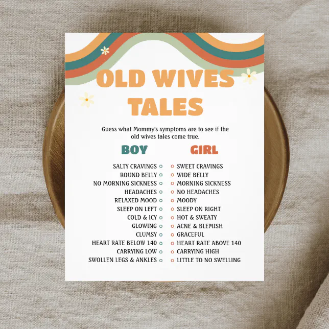 Old Wives Tales Retro Groovy Baby Shower Game Flyer Zazzle