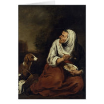 Old Woman with Dog Greeting Card
