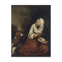 Old Woman with Dog Postcard