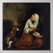 Old Woman with Dog Poster