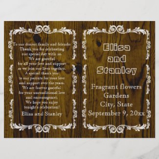 Old wood and vintage frame wedding program 2 personalized flyer