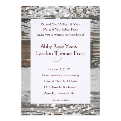 Old Wood Country Wedding Invitation--White