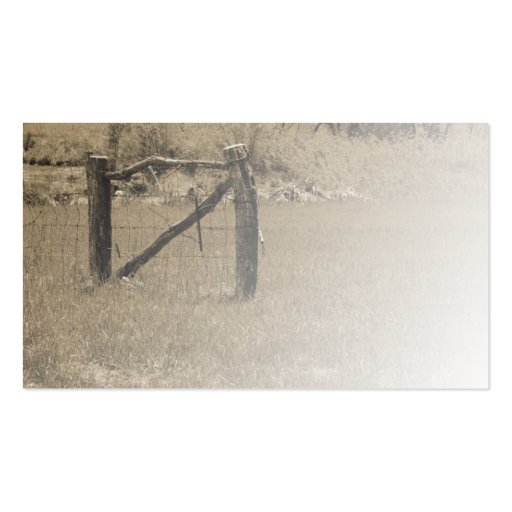 old wood fence by a field or pasture business card (front side)
