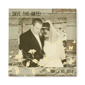 Old Wood Gold Tint Photo Save the Date Magnet magnet