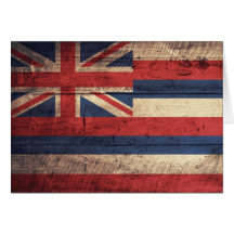 Old Wood Hawaii Flag; Greeting Cards