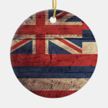 Old Wood Hawaii Flag; Ornament