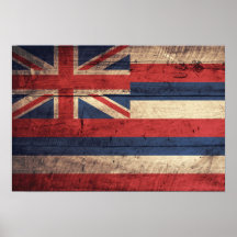 Old Wood Hawaii Flag; Poster