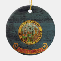 Old Wood Idaho Flag; Christmas Ornaments