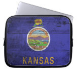 Old Wood Kansas Flag; Laptop Sleeves