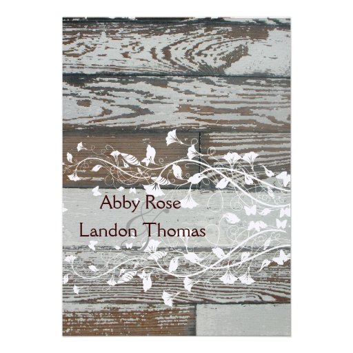 Old Wood Look Country Wedding Invitation--White