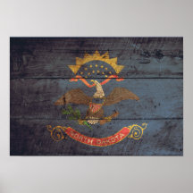 Old Wood North Dakota Flag; Poster