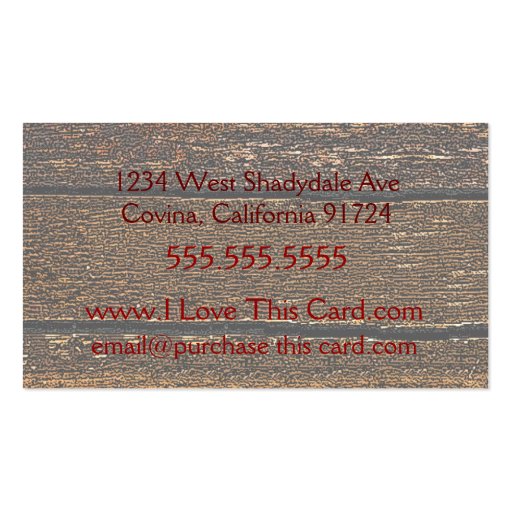 Old Wood & Peach Scroll Business Card (back side)