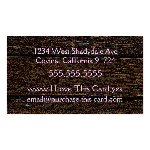 Old Wood & Pink Scroll Business Card (back side)