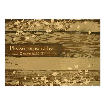 Old Wood RSVP with envelope Personalized Announcements