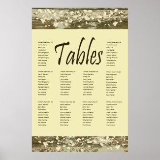 Old Wood Seating Chart, Gold Tint zazzle_print