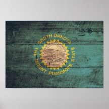 Old Wood South Dakota Flag Poster