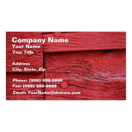 Old Wood with Fresh Red Paint Business Cards (front side)