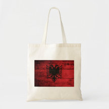 Old Wooden Albania Flag Canvas Bag
