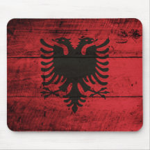Old Wooden Albania Flag Mousepad