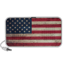 Old Wooden American Flag Laptop Speakers