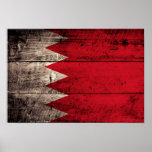 Old Wooden Bahrain Flag Poster