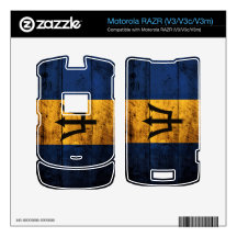 Old Wooden Barbados Flag; Skins For Motorola RAZR