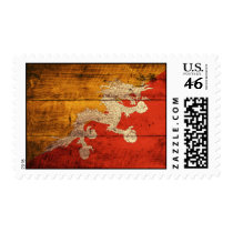 Old Wooden Bhutan Flag Postage Stamps