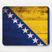 Old Wooden Bosnia Flag Mouse Pad