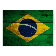 Old Wooden Brazil Flag Card
