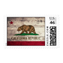 Old Wooden California Flag Postage Stamp