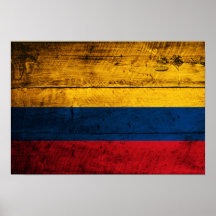 Old Wooden Colombia Flag Posters