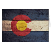 Old Wooden Colorado Flag Greeting Card