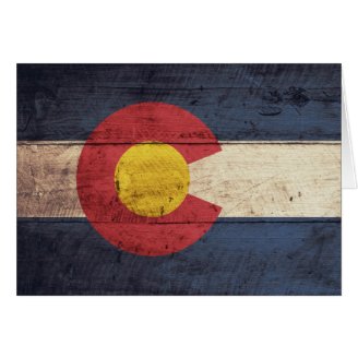 Old Wooden Colorado Flag Greeting Card